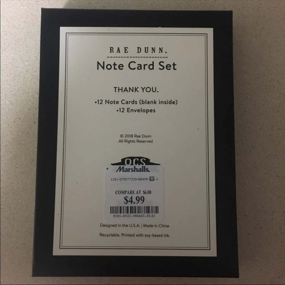 NWT Rae Dunn Thank You Note Card Set - Picture 2 of 2